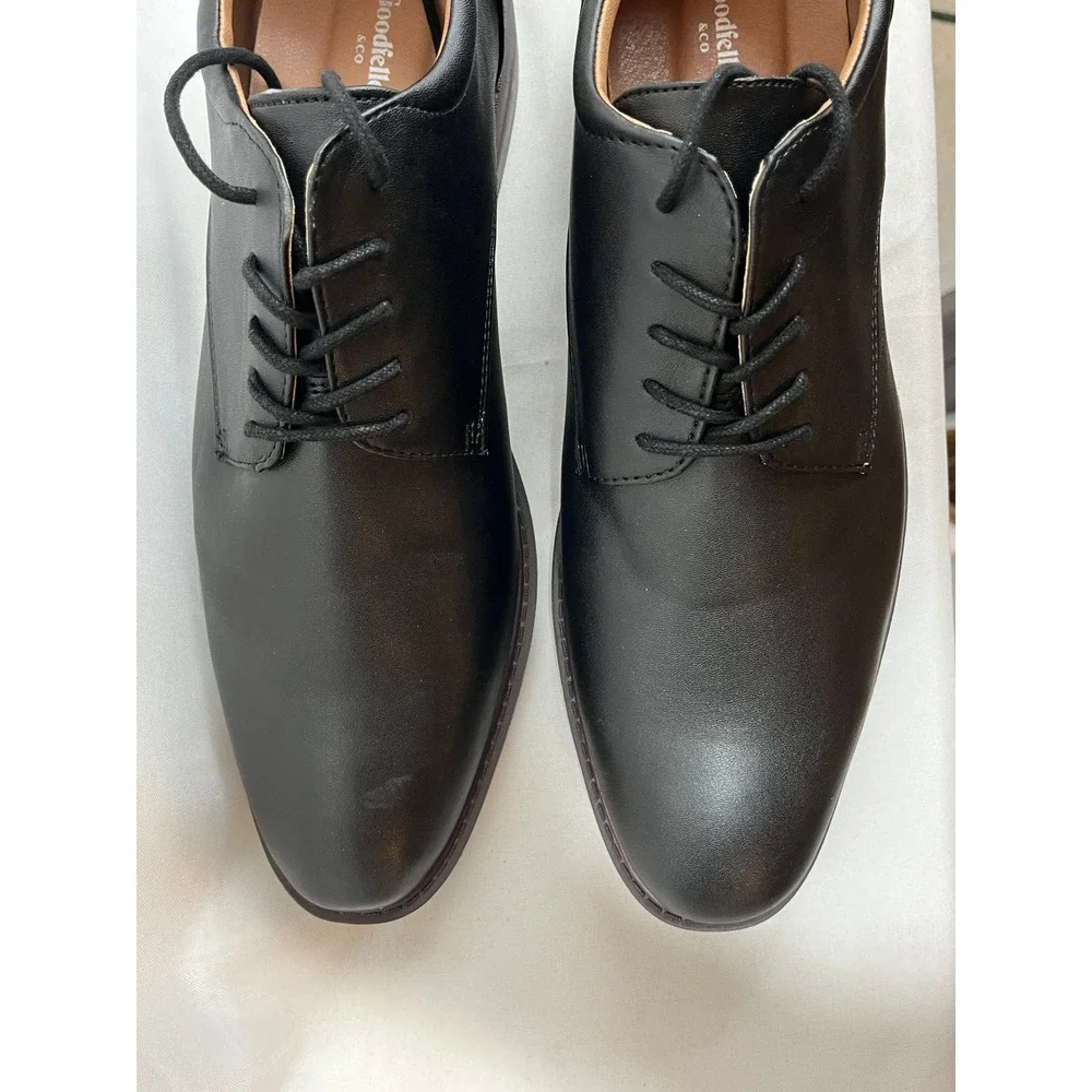 Goodfellow & Co Mens Black Faux Leather Derby Dress Shoes Size 13 Matte Finish